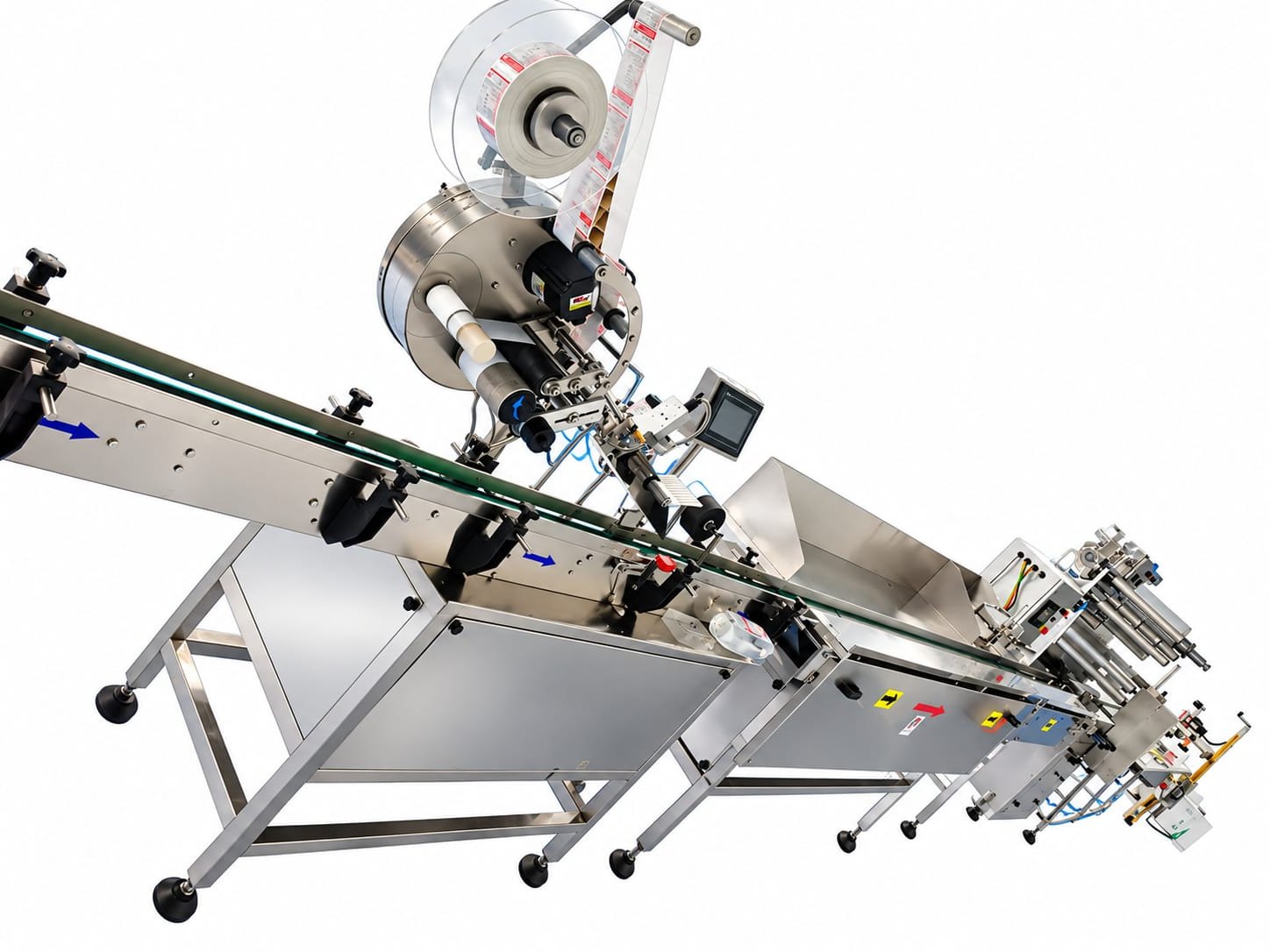 Automatic labelling machine on packing line